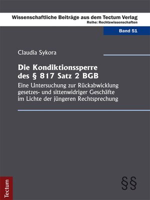 cover image of Die Kondiktionssperre des § 817 Satz 2 BGB